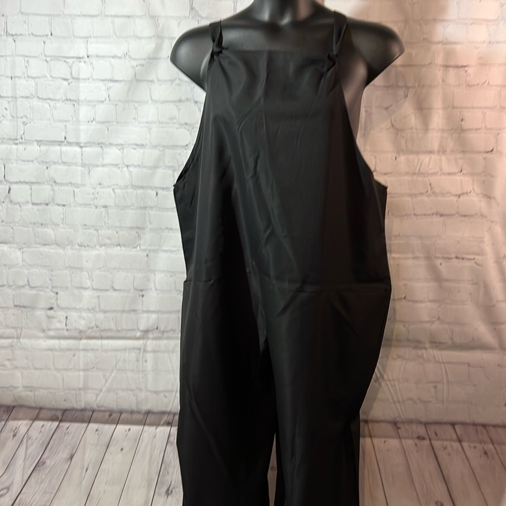 5XL Black Jumpsuit Overalls. Wide leg, loose fit.